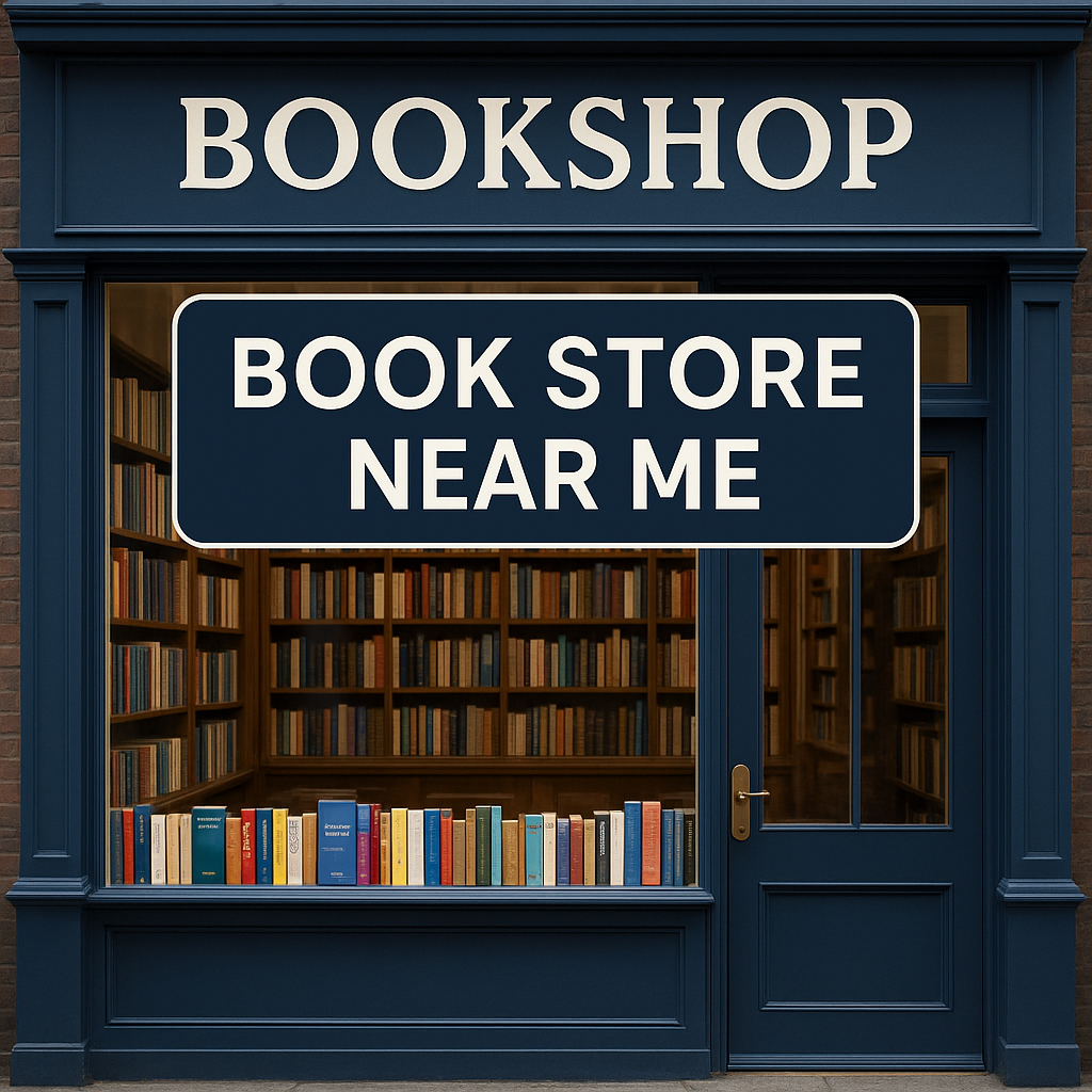 An Image depicting a book store near me shop window cover